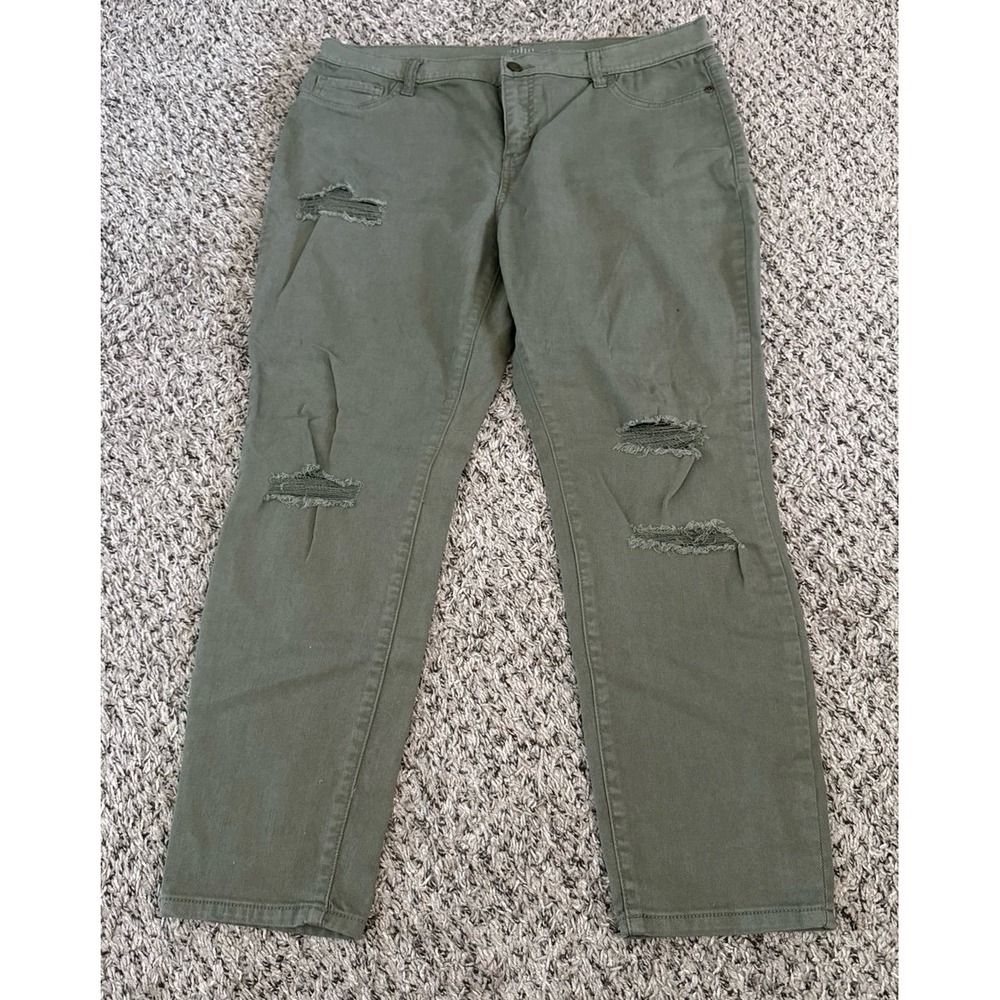 Soho New York & Company Jeans Women's Green Distressed Ankle Legging Size 14
